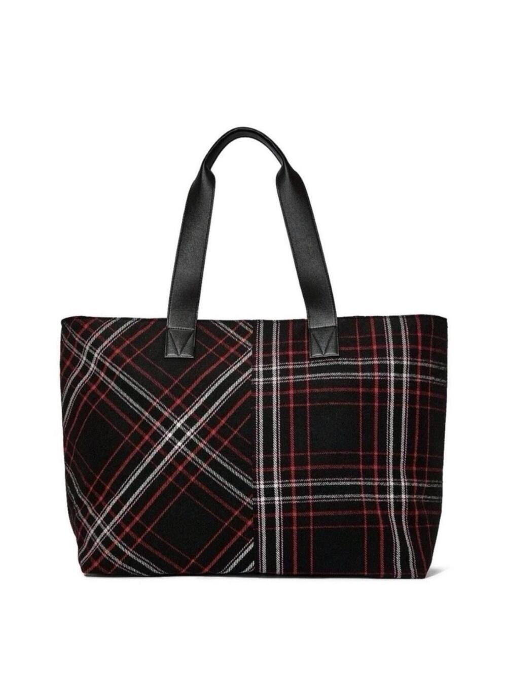Victorias Secret Plaid Black and Red Tote Bag - Picture 2 of 4